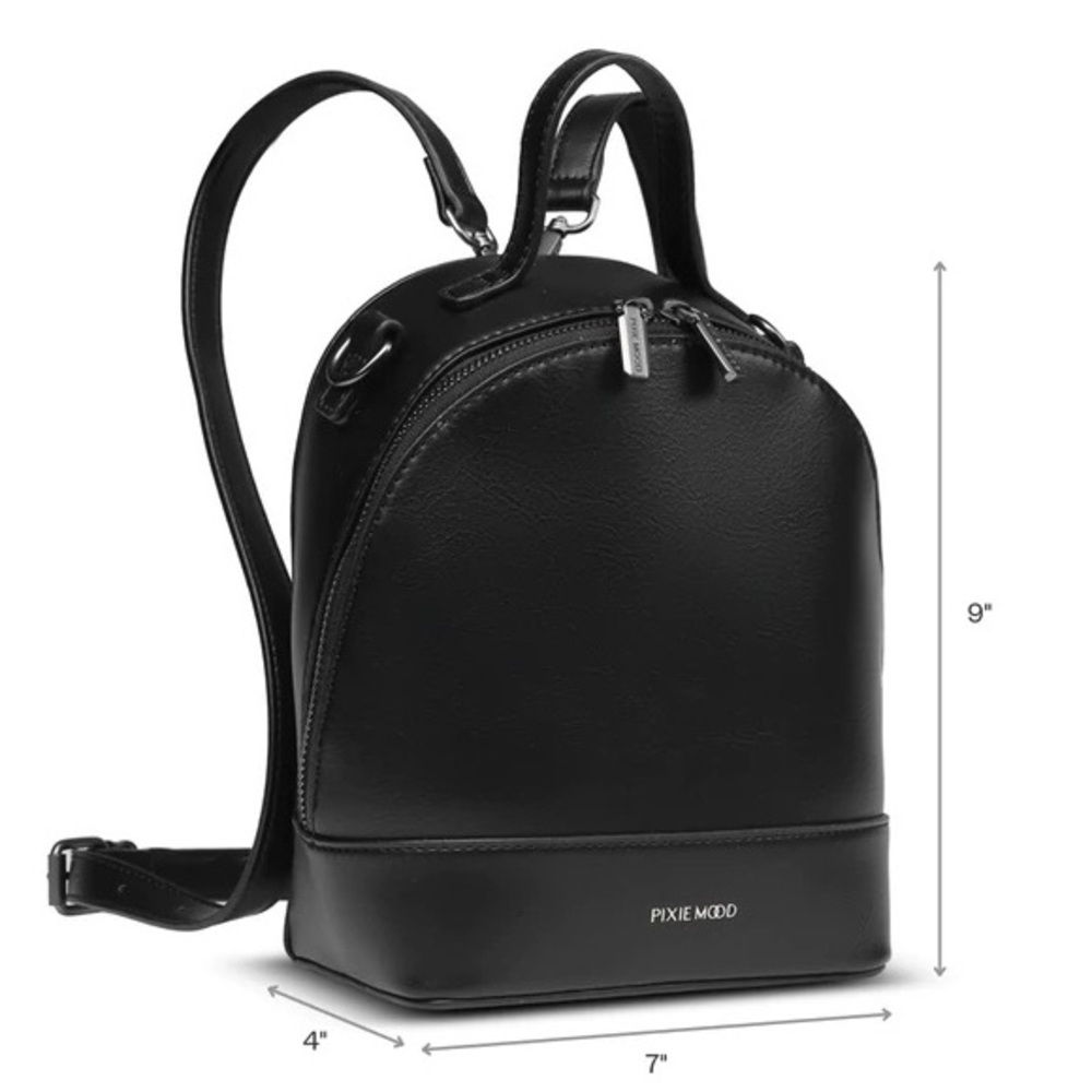 Pixie Mood Cora Backpack Vegan Leather Convertible Black small bag shoulder - Picture 8 of 8
